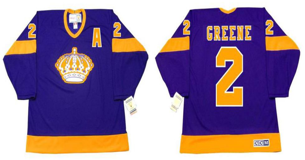 2019 Men Los Angeles Kings #2 Greene Purple CCM NHL jerseys->los angeles kings->NHL Jersey
